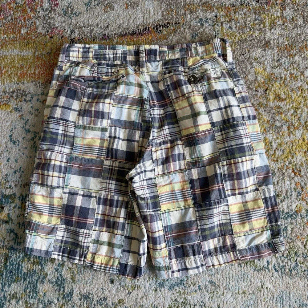Vintage American Eagle Plaid Patchwork Shorts Size 30 Prep Fit Multicolor